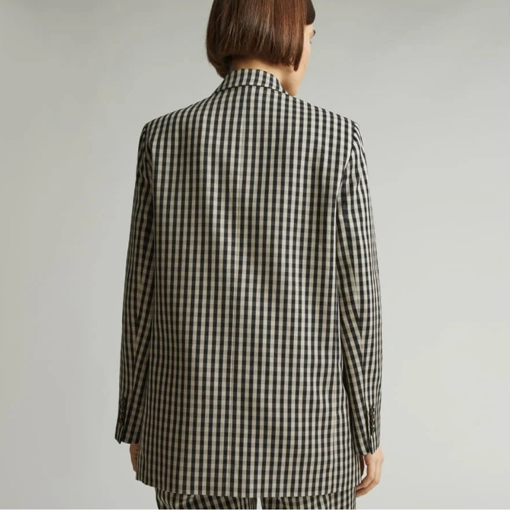Everlane houndstooth checker black tan oversized TENCEL™ Lyocell cotton 0 new - Picture 13 of 15